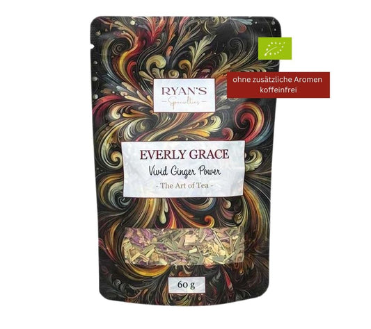 Vivid Ginger Power Tea von Everly Grace | Energievolle Tee-Komposition | intensive, würzige, erfrischende Aromen | hochwertige Bio-Zutaten | EU-weiter Versand