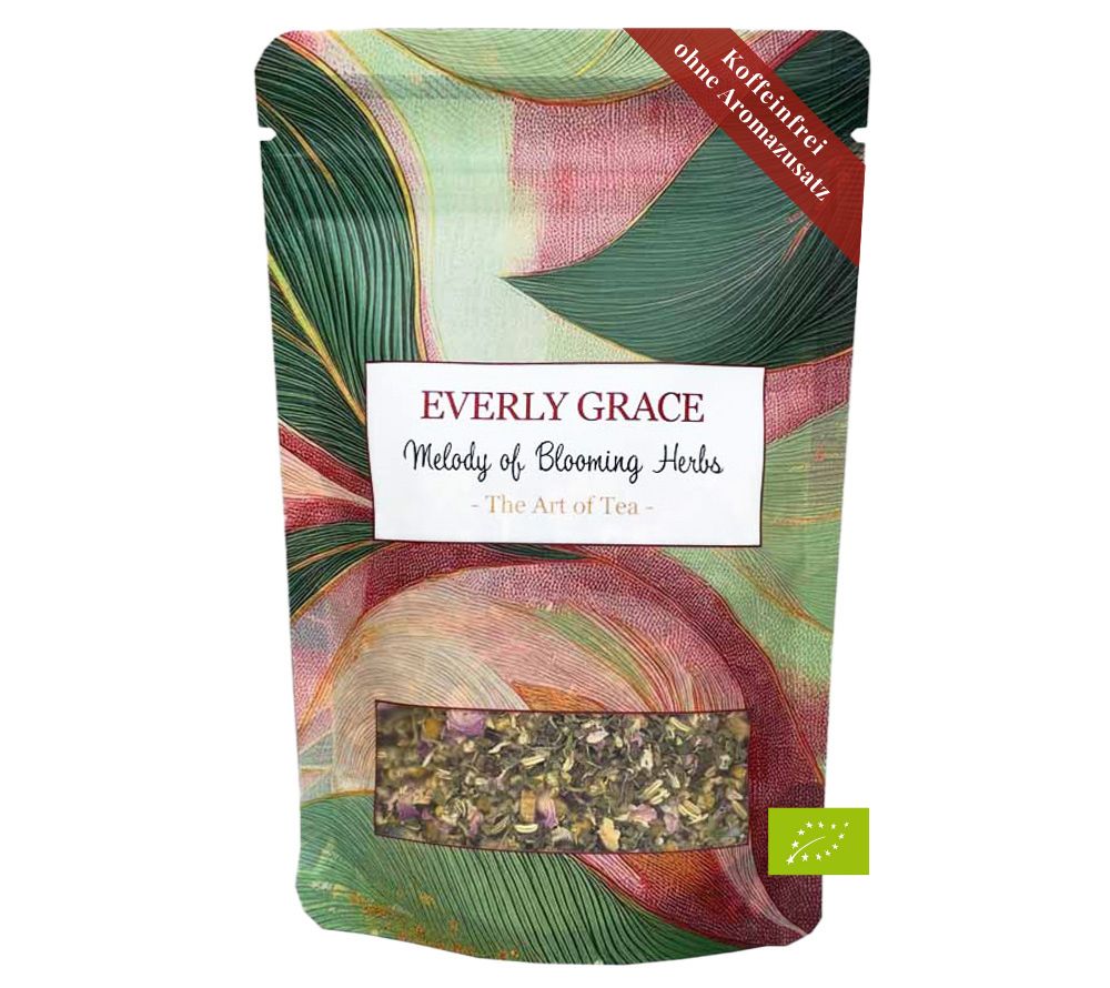Melody of Blooming Herbs Tee von Everly Grace kaufen. Harmonie in jeder Tasse. Kräuterteemischung. 100% Bio. Fenchel, Krauseminze, Kamillenblüten, Süßholz