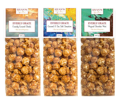 Everly Grace Popcorn kaufen - Crunchy Caramel Clouds, Caramel & Sea Salt Sensation, Magical Chocolate Mint