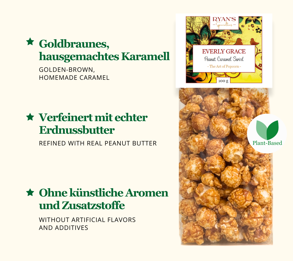 Everly Grace Peanut Caramel Swirl Popcorn kaufen - Mit hausgemachtem Karamell, verfeinert mit Erdnussbutter
