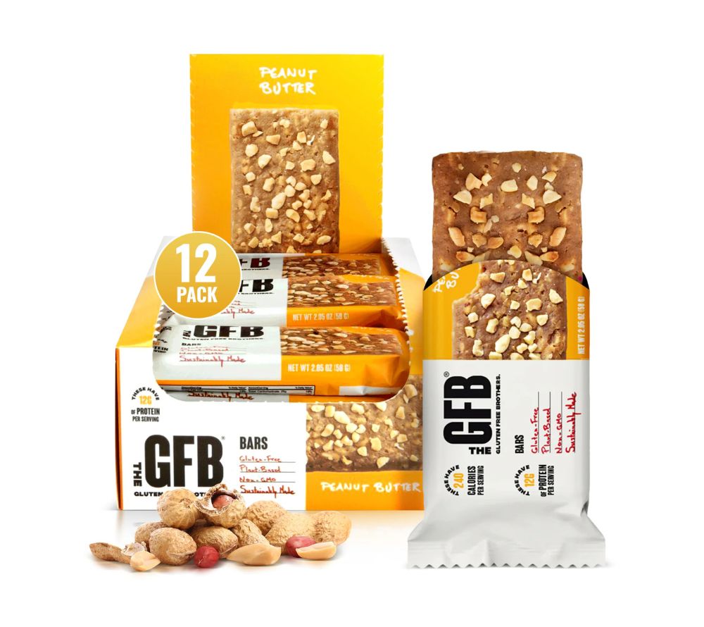 Peanut Butter Bar von The Gluten Free Brothers kaufen – cremige Erdnussbutter, proteinreich, vegan & glutenfrei. Perfekt als Snack oder Energiekick.