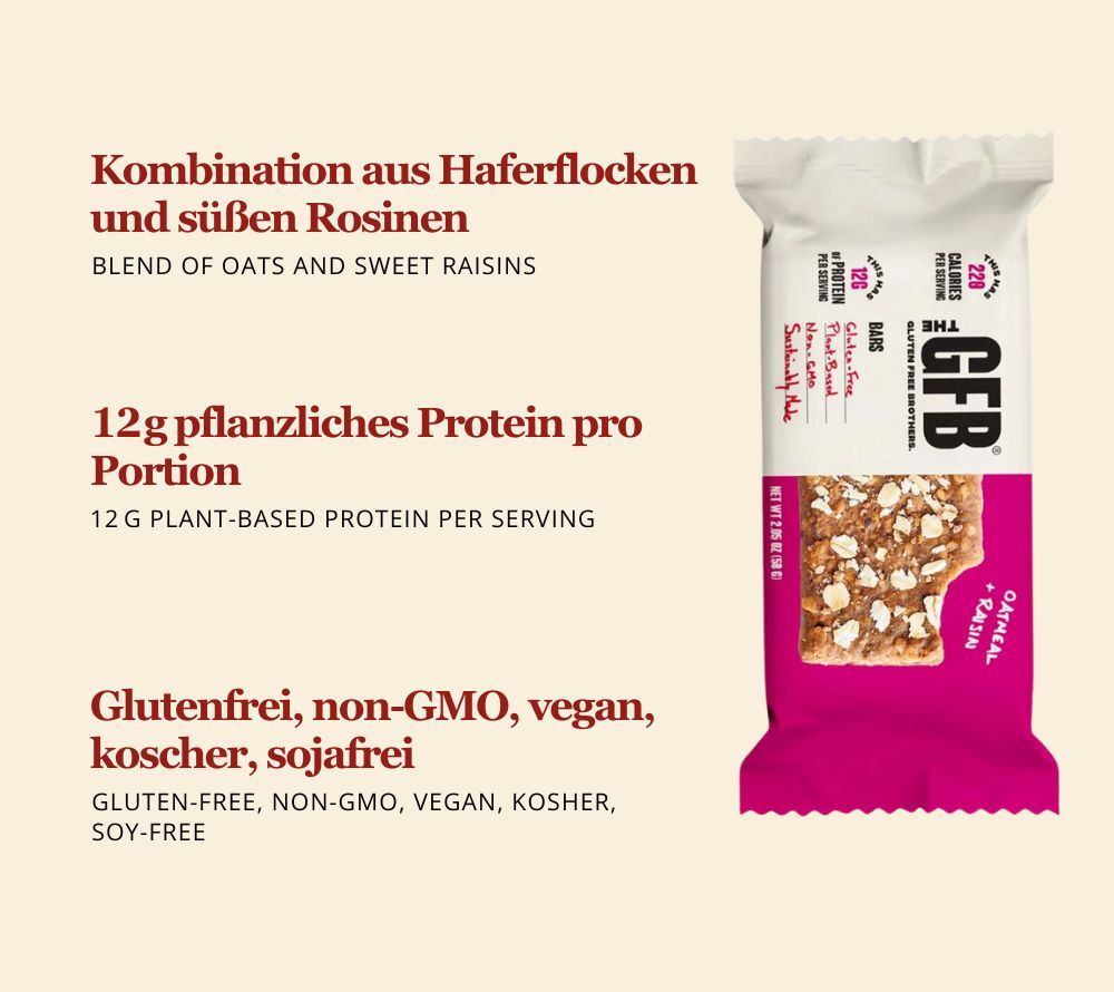 Oatmeal Raisin Bar online bestellen – softes Hafer-Rosinen-Snack, vegan, glutenfrei & proteinreich. Jetzt bei Ryan’s Specialties entdecken.