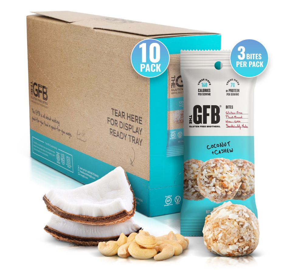 Coconut Cashew Bites online bestellen – cremig-knuspriger Snack mit Kokos & Cashew, vegan, glutenfrei & proteinreich bei Ryan’s Specialties.