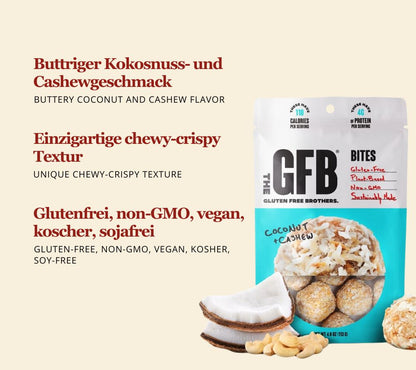 Coconut Cashew Bites online bestellen – cremig-knuspriger Snack mit Kokos & Cashew, vegan, glutenfrei & proteinreich bei Ryan’s Specialties.
