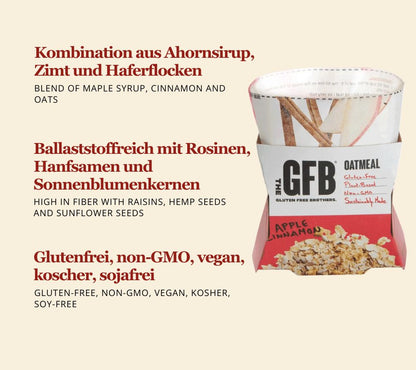 Apple Cinnamon Oatmeal kaufen – veganes Haferfrühstück mit Apfel & Zimt, proteinreich & glutenfrei. Perfekt für den Tagesstart.