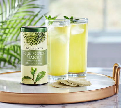 Double Green Matcha Tea von The Republic of Tea: Grüntee mit Matcha, mild & frisch. 50 Beutel – ideal heiß oder als Eistee. Jetzt kaufen!