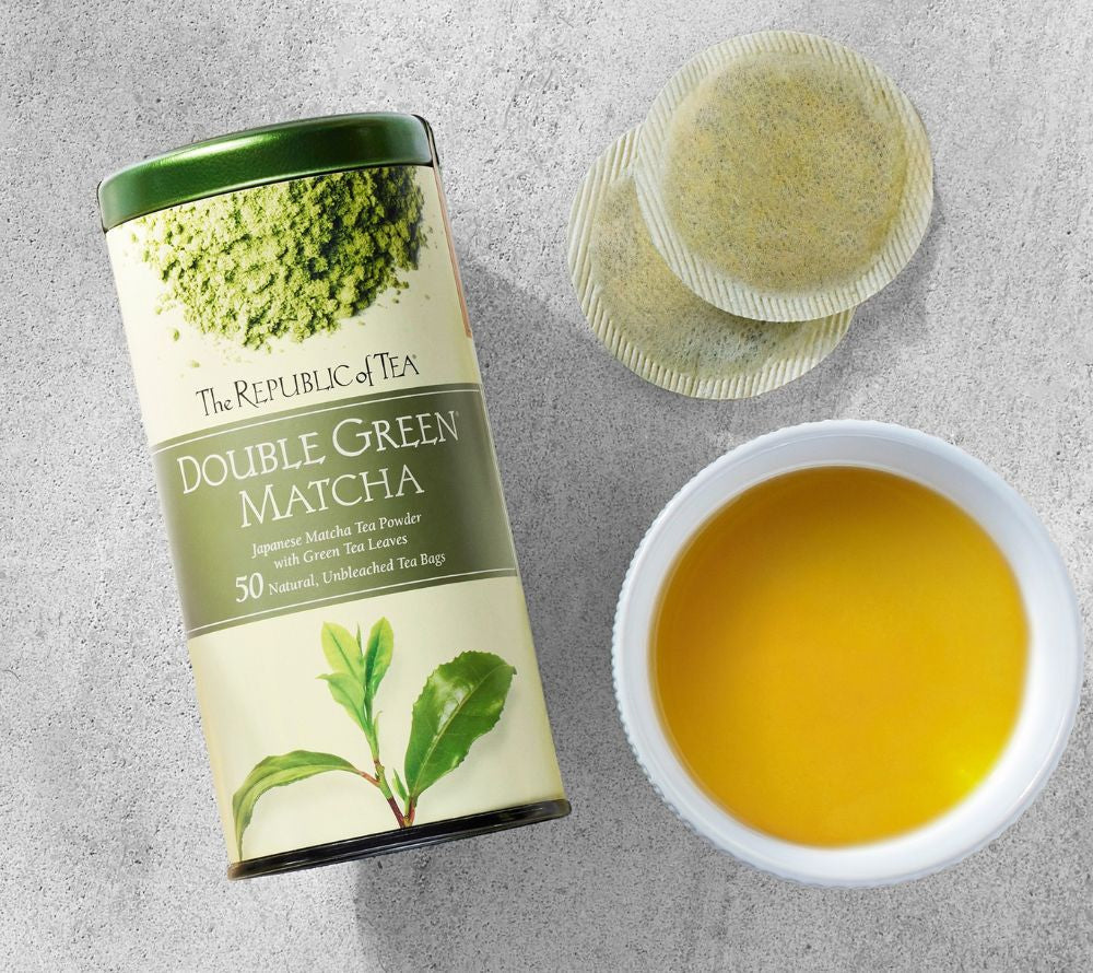 Double Green Matcha Tea von The Republic of Tea: Grüntee mit Matcha, mild & frisch. 50 Beutel – ideal heiß oder als Eistee. Jetzt kaufen!