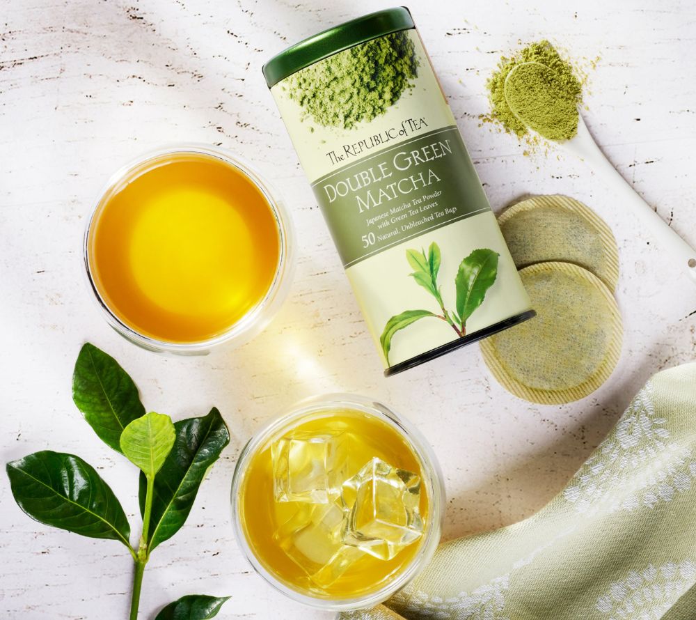Double Green Matcha Tea von The Republic of Tea: Grüntee mit Matcha, mild & frisch. 50 Beutel – ideal heiß oder als Eistee. Jetzt kaufen!