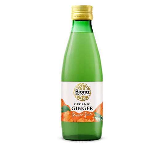 Biona Organic Ginger Juice bei Ryan's Specialties kaufen – Bio, intensiv-aromatisch & vielseitig für Drinks, Smoothies, Tees und kreative Gerichte.