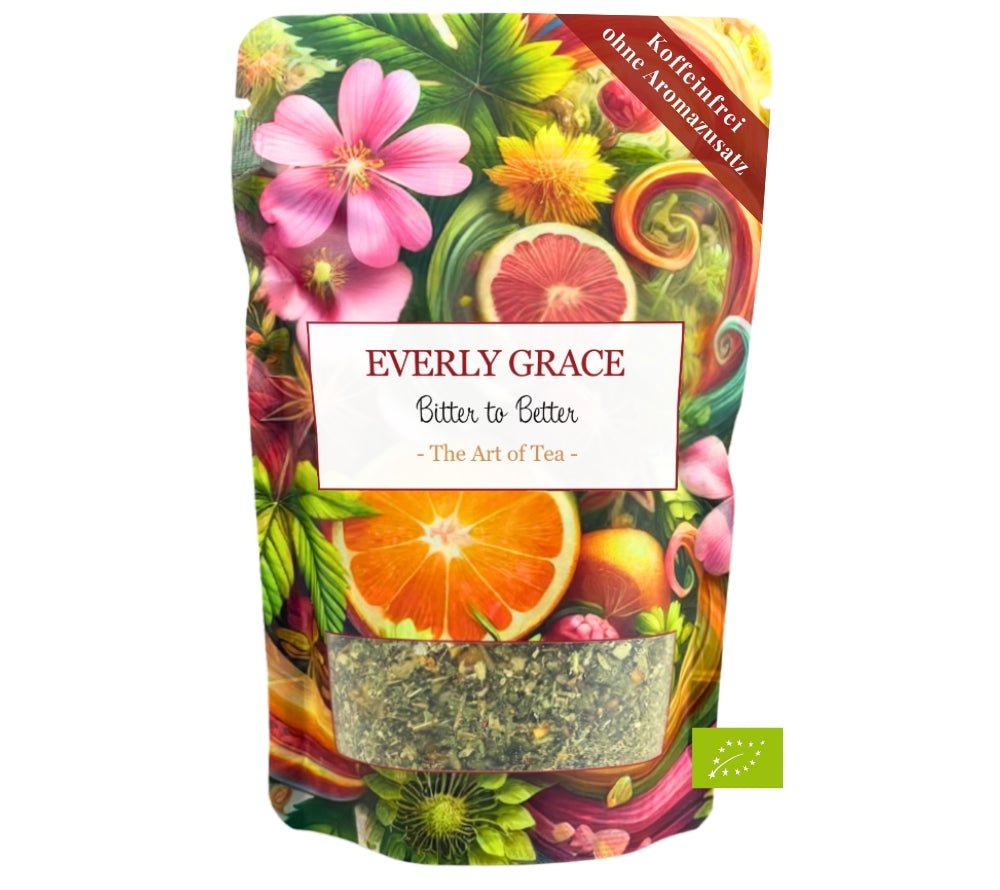 Everly Grace Bitter to Better Tea – Bio-Kräutertee mit sanft-bitterer Note, Blüten & Orange. Für Balance, Klarheit und bewusste Genussmomente.
