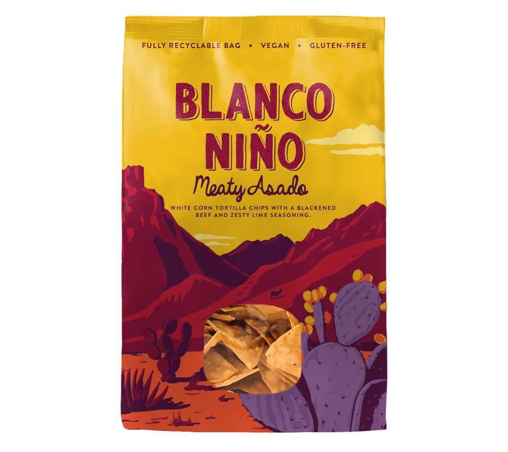 Meaty Asado Tortilla Chips von Blanco Niño – BBQ-Würze, Limette & traditionell verarbeiteter Mais. Knuspriger Snack. Jetzt online bestellen.