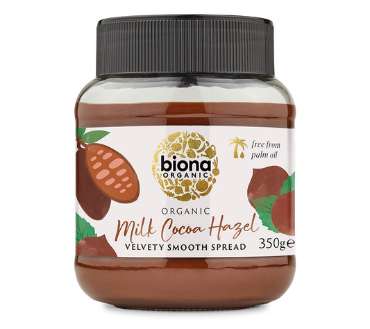Haselnuss Schockocreme von Biona kaufen | cremiger Haselnuss-Schokoladen-Aufstrich | Perfekt für das süße Frühstück, zu Früchten 