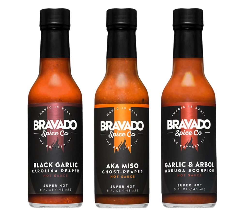 Super Hot Sauce Set von Bravado kaufen | 3 super scharfe Hot Sauces aus dem Sortiment von Bravado Spice Co. | Ideal als Geschenk