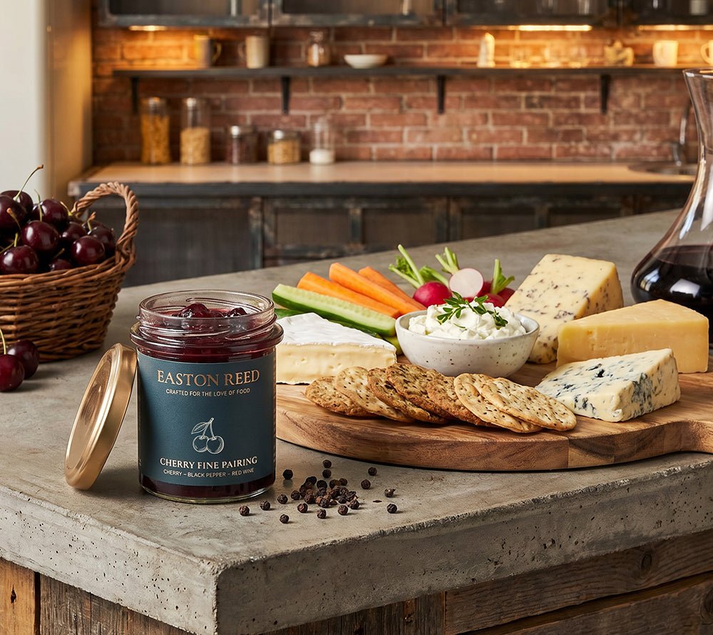 Cherry Fine Pairing mit Kirschen, Rotwein und schwarzem Pfeffer als fruchtig-würziges Chutney für Käse und Fleisch