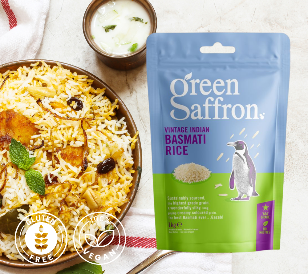 Vintage Basmati Reis von Green Saffron kaufen | 100 % reiner Basmati | zwei Jahre gereift | Premium Qualität | Europaweiter Versand | Jetzt probieren!