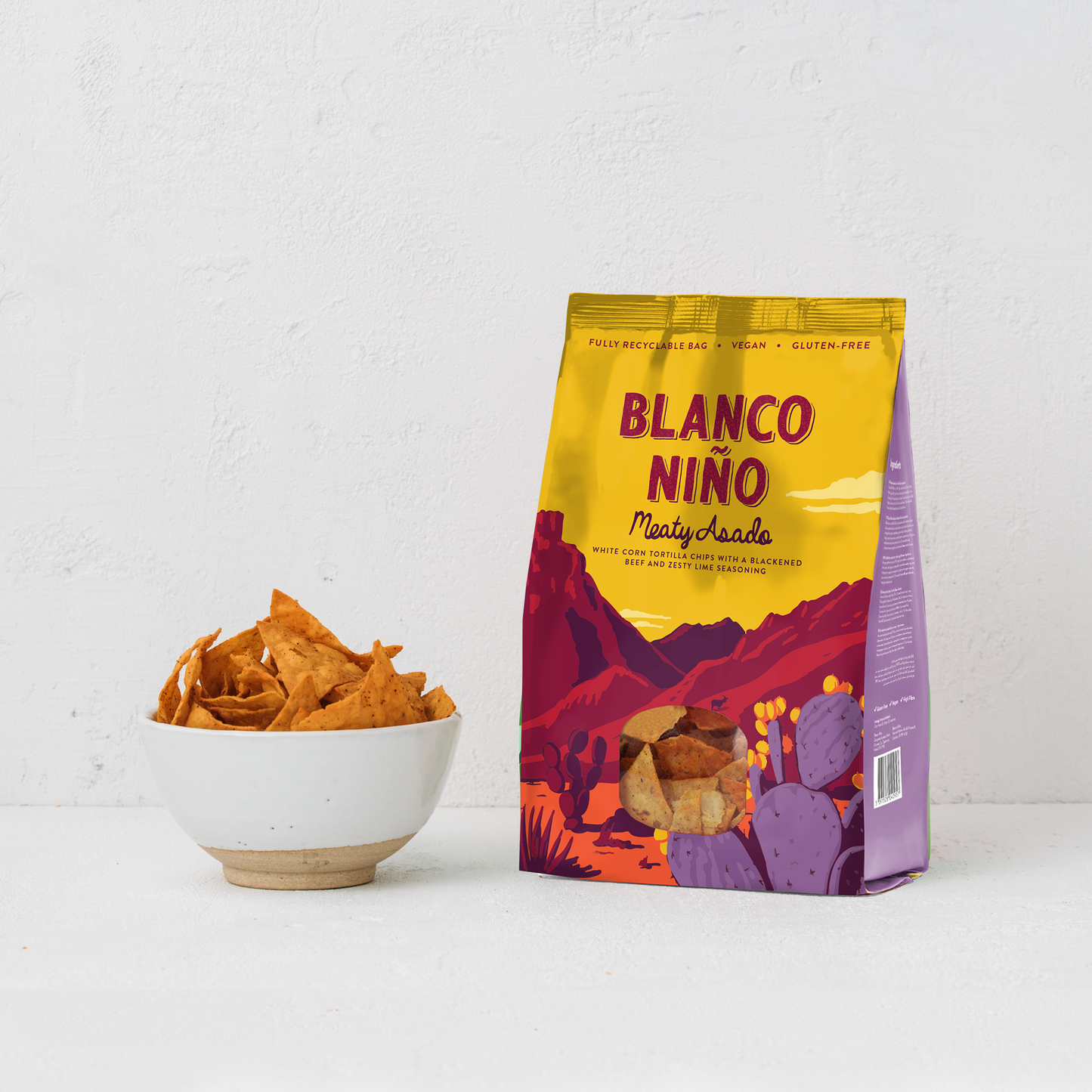 Meaty Asado Tortilla Chips von Blanco Niño – BBQ-Würze, Limette & traditionell verarbeiteter Mais. Knuspriger Snack. Jetzt online bestellen.