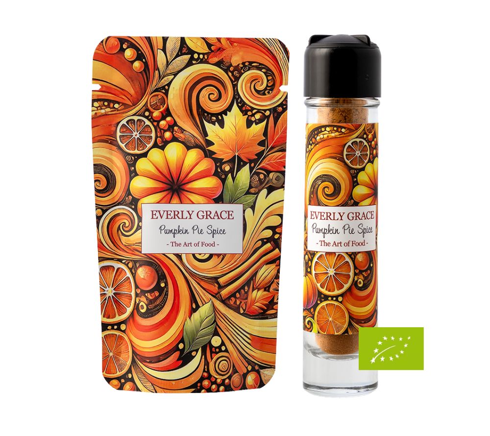 Pumpkin Pie Spice im 25 g-Glas und 50 g-Nachvollbeutel von Everly Grace
