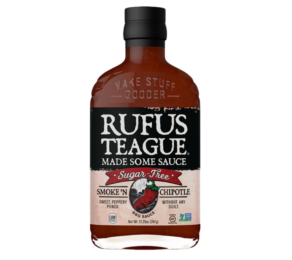 Smoke 'N Chipotle BBQ Sauce von Rufus Teague (ohne Zucker) kaufen. Zuckerfreie, rauchig-scharfe Chipotle Barbecuesauce. Ideal für Grillgerichte