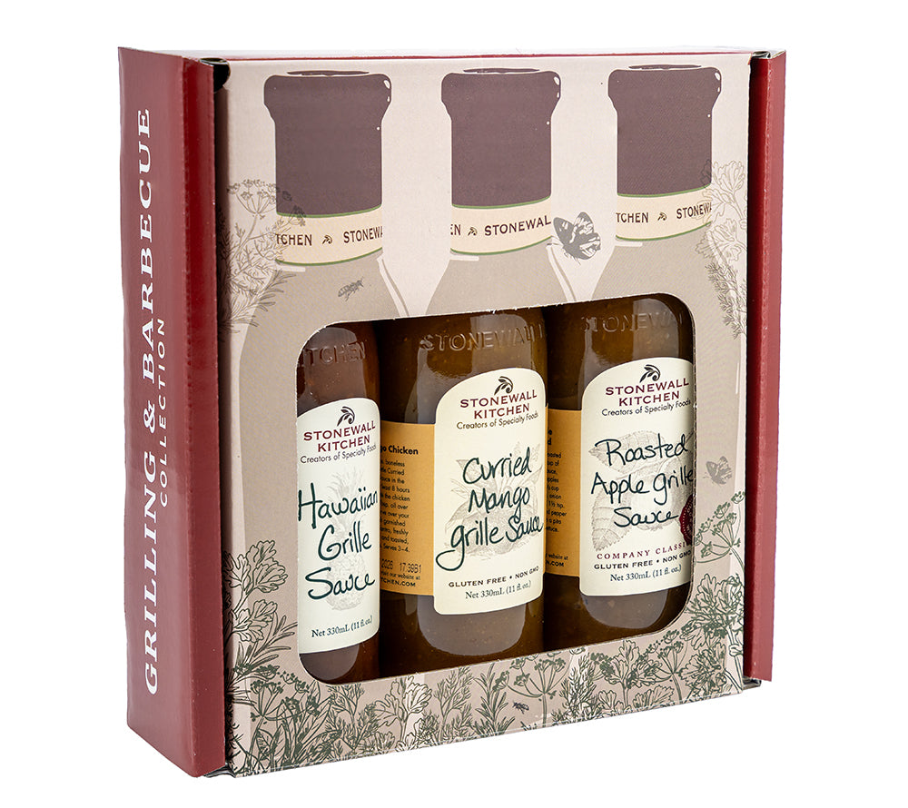Grilling & Barbecue Set von Stonewall Kitchen kaufen | Hawaiian Grille Sauce Curried Mango Sauce & Roasted Apple Sauce | Ideal als Geschenk | EU-weiter Versand