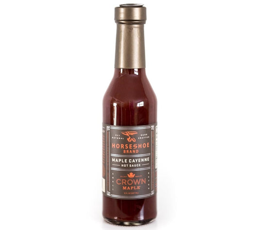 Maple Cayenne Hot Sauce von Horseshoe Brand kaufen | Cayenne Hot Sauce mit feinem Ahornsirup und Zimt | Perfekt zu Fleisch oder Gemüse