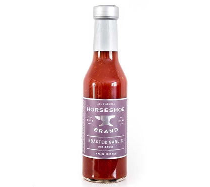 Roasted Garlic Hot Sauce von Horseshoe Brand kaufen | Scharfe Sauce mit geröstetem Knoblauch | Ideal für Fleisch, Gemüse und vieles mehr