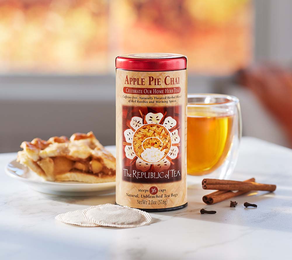 Apple Pie Chai Herbal Tea von The Republic of Tea kaufen | Koffeinfreie Mischung aus  Rooibos, Äpfeln und Gewürzen | Ideal für gemütliche Abende 