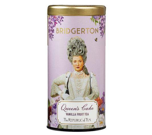 Bridgerton Queen's Cake Vanilla Fruit Tea von The Republic of Tea kaufen | Grüner Rooibostee mit Vanille und Orange | Ideal für den Abendtee