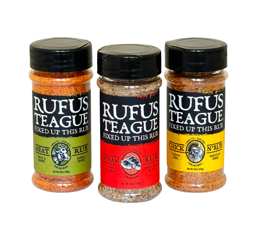 BBQ-Gewürzset mit 3 Sorten von Rufus Teague kaufen | Set aus drei Sorten für alle Arten von Fleisch | Ideal für den perfekten Grillabend