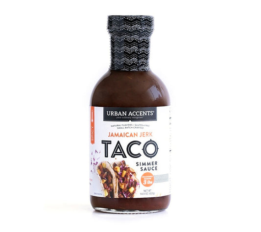 Jamaican Jerk Taco Simmer Sauce von Urban Accents kaufen | Tropische Mischung aus Paprika, Zitrusfrüchten und Ananas | Perfekt für Tacos