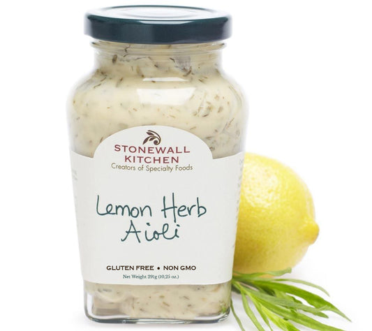 Lemon Herb Aioli von Stonewall Kitchen kaufen | frischer Geschmack aus Kräuter, Zitrone und Knoblauch | Ideal zu Fisch und Sandwiches | Europaweite Lieferung