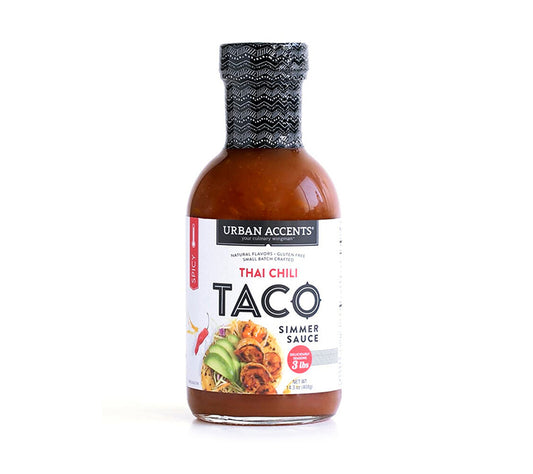 Thai Chili Taco Simmer Sauce von Urban Accents kaufen | Mischung aus Sriracha, Knoblauch und Limette | Perfekt zu Shrimps und Hähnchen