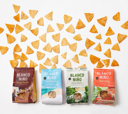 Blue Corn Tortilla Chips von Bianco Niño kaufen | glutenfrei & vegan | handgefertigt in Irland | ohne künstliche Aromen, Farb- und Konservierungsstoffe | EU-weiter Versand