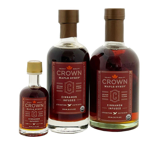 Crown Maple Cinnamon Infused Ahornsirup kaufen ☆ Bio-Qualität mit Zimt ☆ Für Pancakes, Waffeln und Desserts ☆ Mehr Sorten ☆ Jetzt probieren!