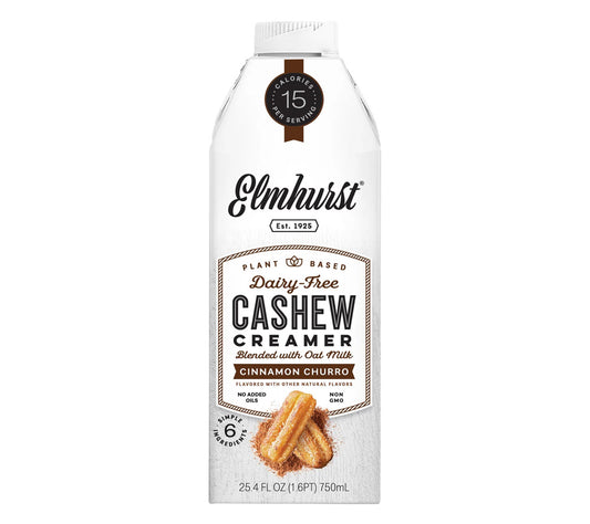 Cinnamon Churro Cashew Creamer von Elmhurst | 100% pflanzlich, vegan und laktosefrei | Direkt aus den USA | Zimt Churro Geschmack