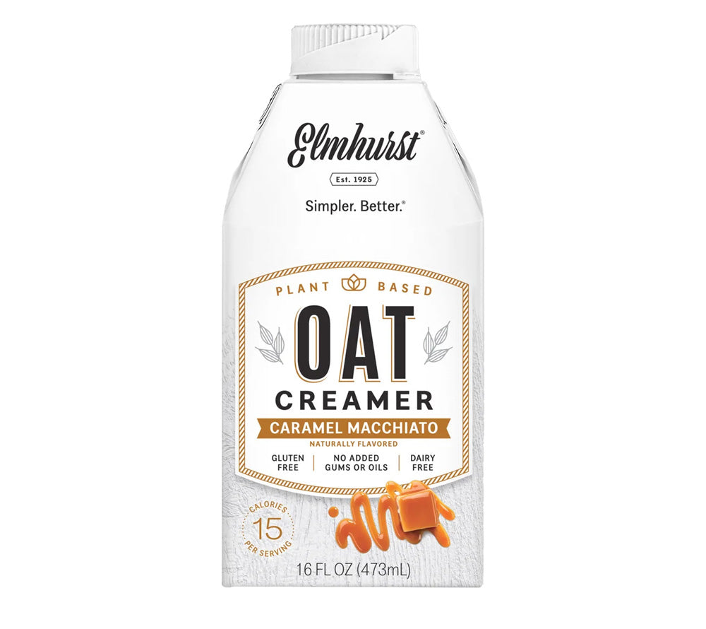 Caramel Macchiato Oat Creamer von Elmhurst | 100% pflanzlicher Kaffee Creamer | Direkt aus den USA | Karamell-Geschmack