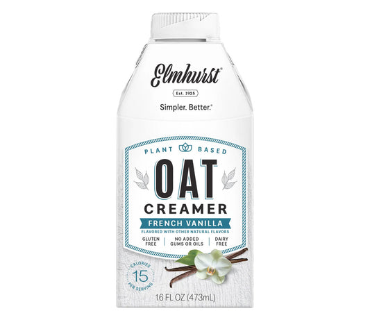 French Vanilla Oat Creamer von Elmhurst | 100% pflanzlicher Kaffee Creamer | Direkt aus den USA | Vanille-Geschmack