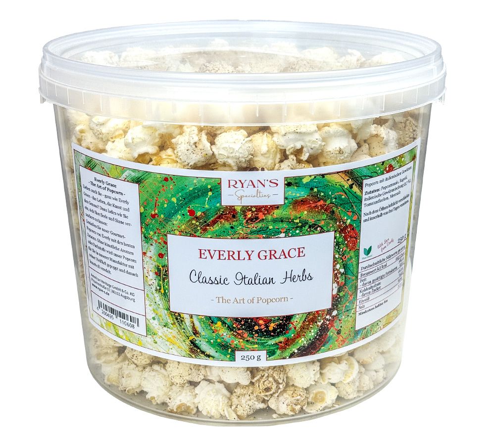 Popcorn Classic Italian Herbs von Everly Grace kaufen | mediterrane Aromen für Sie zu Hause | Kombination aus Salz, Rosmarin und Thymian