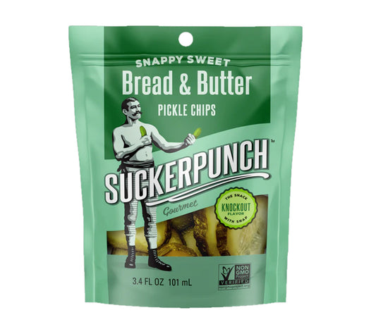 Pickles - Bread & Butter Chips Snack Pack von SuckerPunch kaufen | Gurken Chips in wiederverschließbarem Beutel | Ideal für Burger, zum Snacken