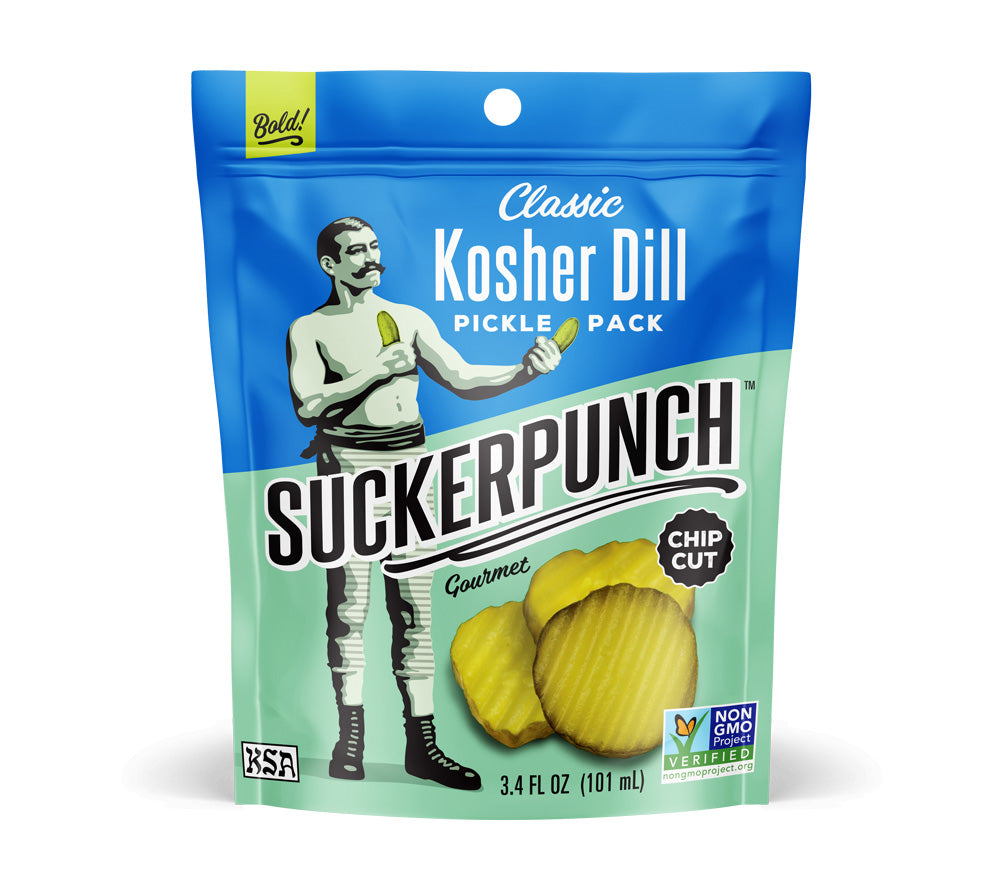 Pickles - Classic Kosher Dill Chips Snack Pack von SuckerPunch kaufen | Klassische Dill Gurken Chips | Ideal für Burger oder Sandwiches | EU-weiter Versand