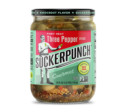 Pickles - Three Pepper Spears Jar von SuckerPunch kaufen | Würzig-scharfe Gurken | Ideal für Fleisch, Käse und Cracker