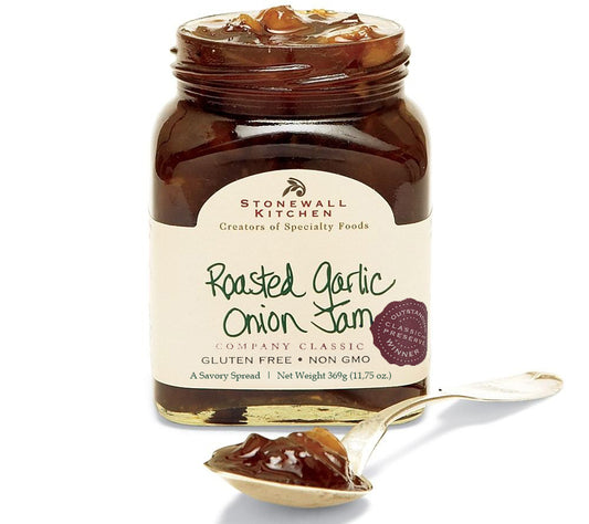 Roasted Garlic Onion Jam von Stonewall Kitchen kaufen | aromatisch gerösteter Knoblauch und Zwiebeln | Perfekt zu Brot mit Frischkäse | Europaweite Lieferung