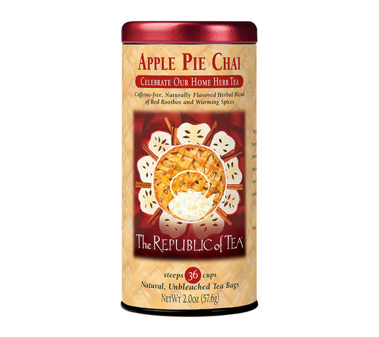 Apple Pie Chai Herbal Tea von The Republic of Tea kaufen | Koffeinfreie Mischung aus  Rooibos, Äpfeln und Gewürzen | Ideal für gemütliche Abende 