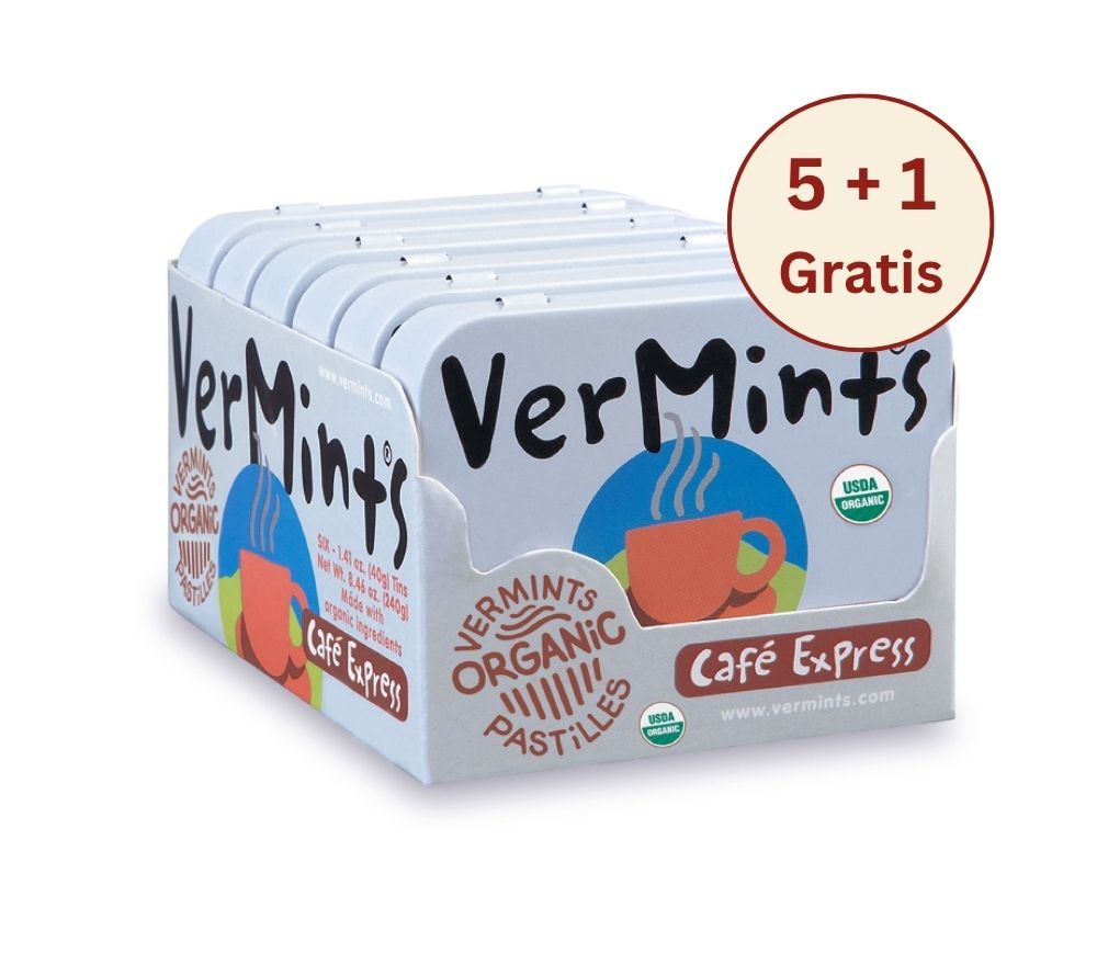 Café Express Mints von VerMints in Bio-Qualität kaufen | Bio-Minzdragees mit Kaffee-Geschmack | Perfekt für den Frischekick zwischendurch