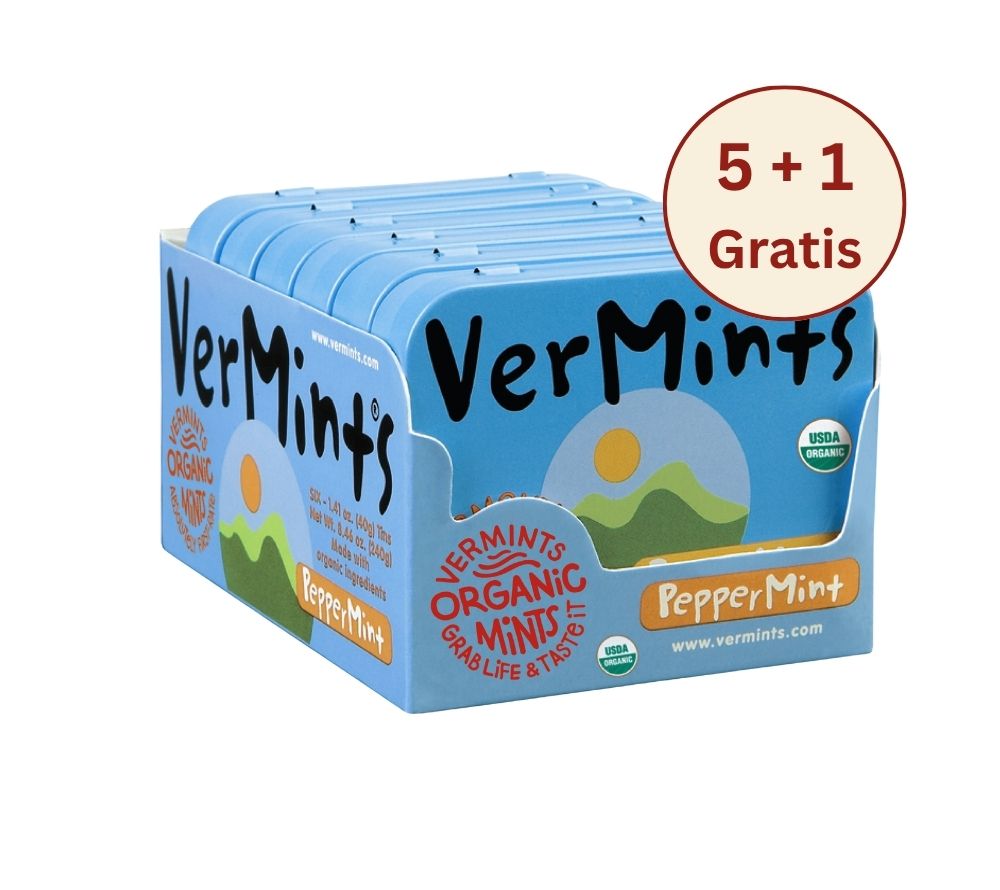Peppermint Mints von VerMints in Bio-Qualität  kaufen | Der Klassiker: Bio-Pfefferminzdragees | Original Pfefferminzgeschmack in reinster Form 