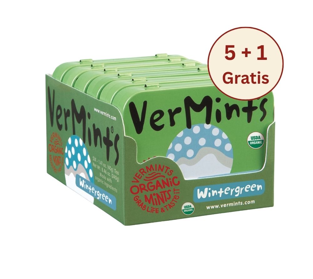 Wintergreen Mints von VerMints in Bio-Qualität  kaufen | Bio-Minzpastillen in der Geschmacksrichtung Root Beer | Perfekte für zwischendurch