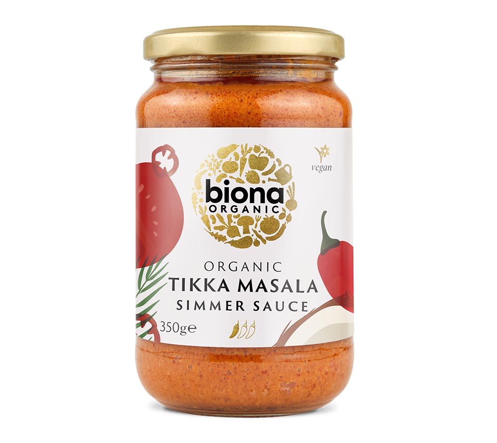 Tikka Masala Simmer Sauce von Biona kaufen | authentisch-indische Gewürze und biologische Zutaten | Perfekt für schnelle, leckere Gerichte 